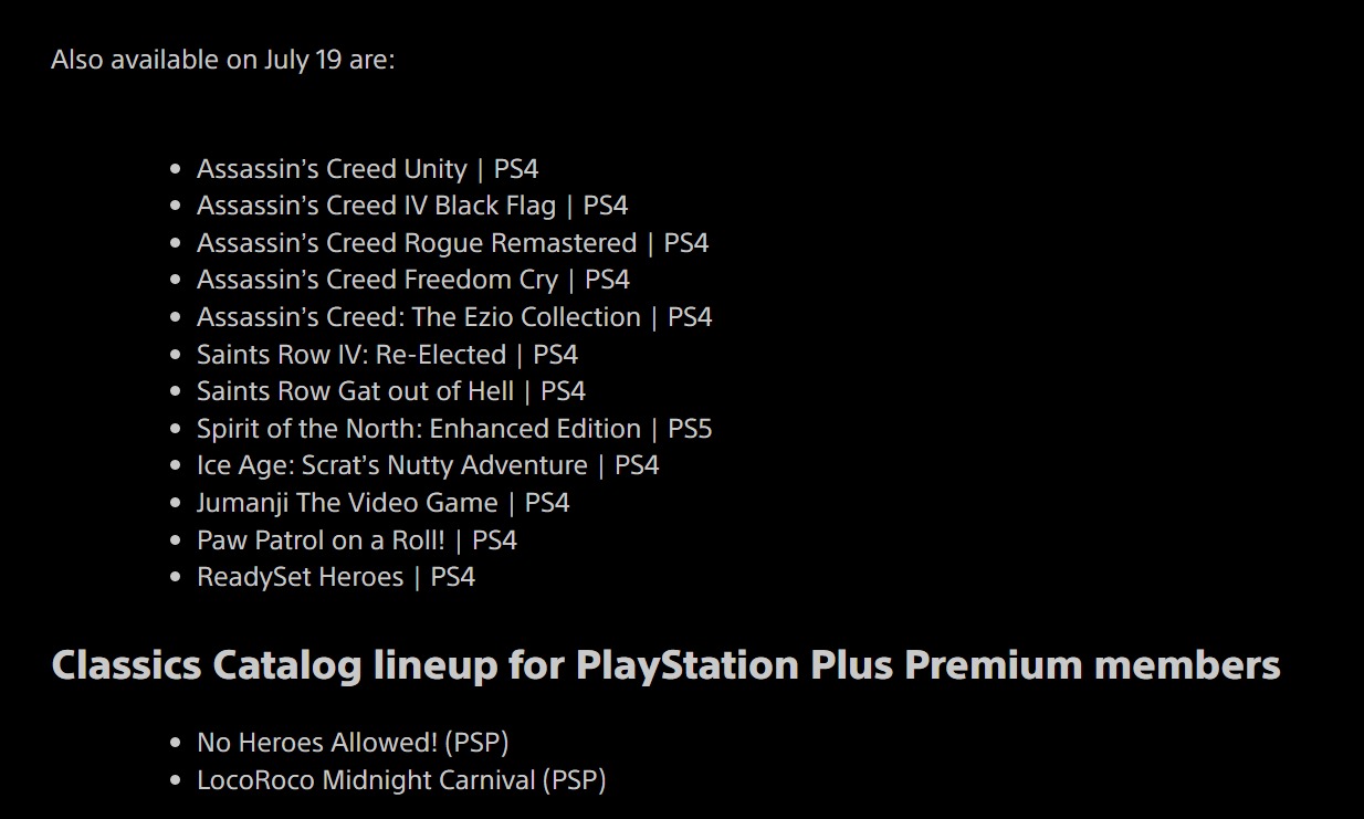 PS Plus Premium julio 2022